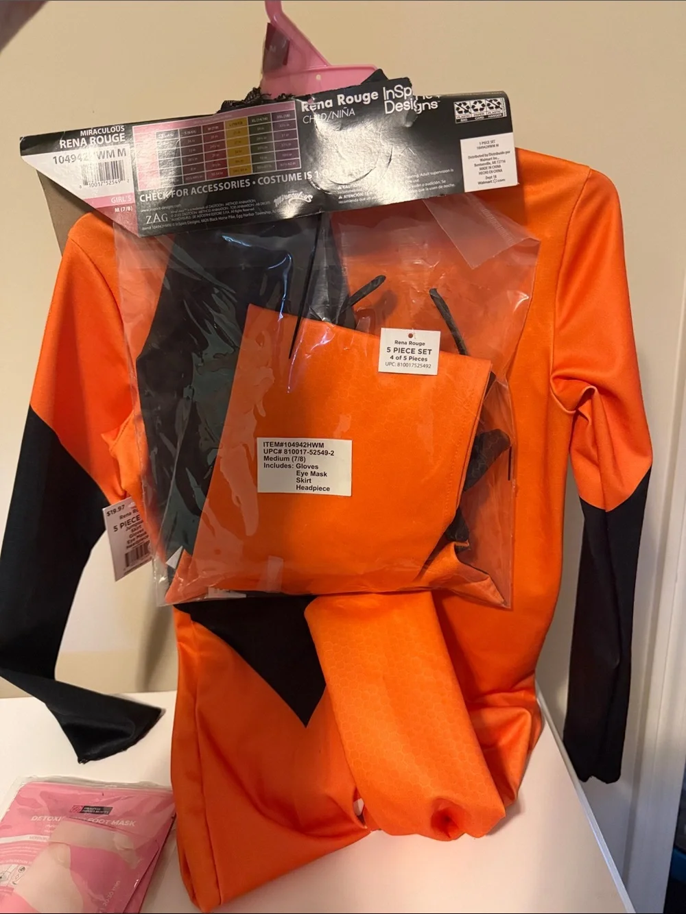 Rena Rouge Girls Costume - Orange & White (Size M 7/8)